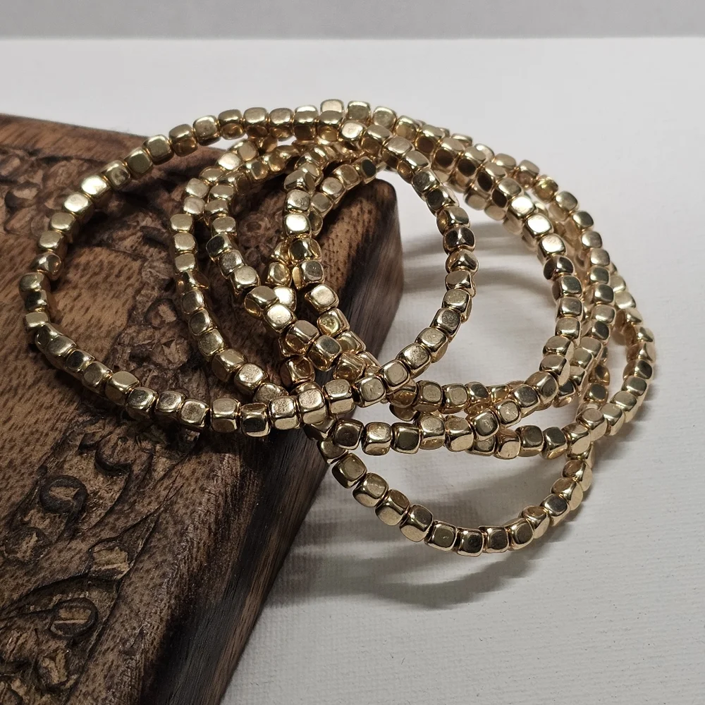 Boho Beaded Gold Tone Multi Strand Fashion Bracelet Set Of 5